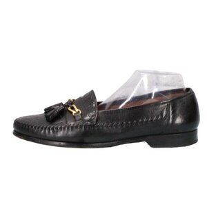 Garys International Black Leather Tassel Slip On Loafer Dress Shoes Size 9.5
